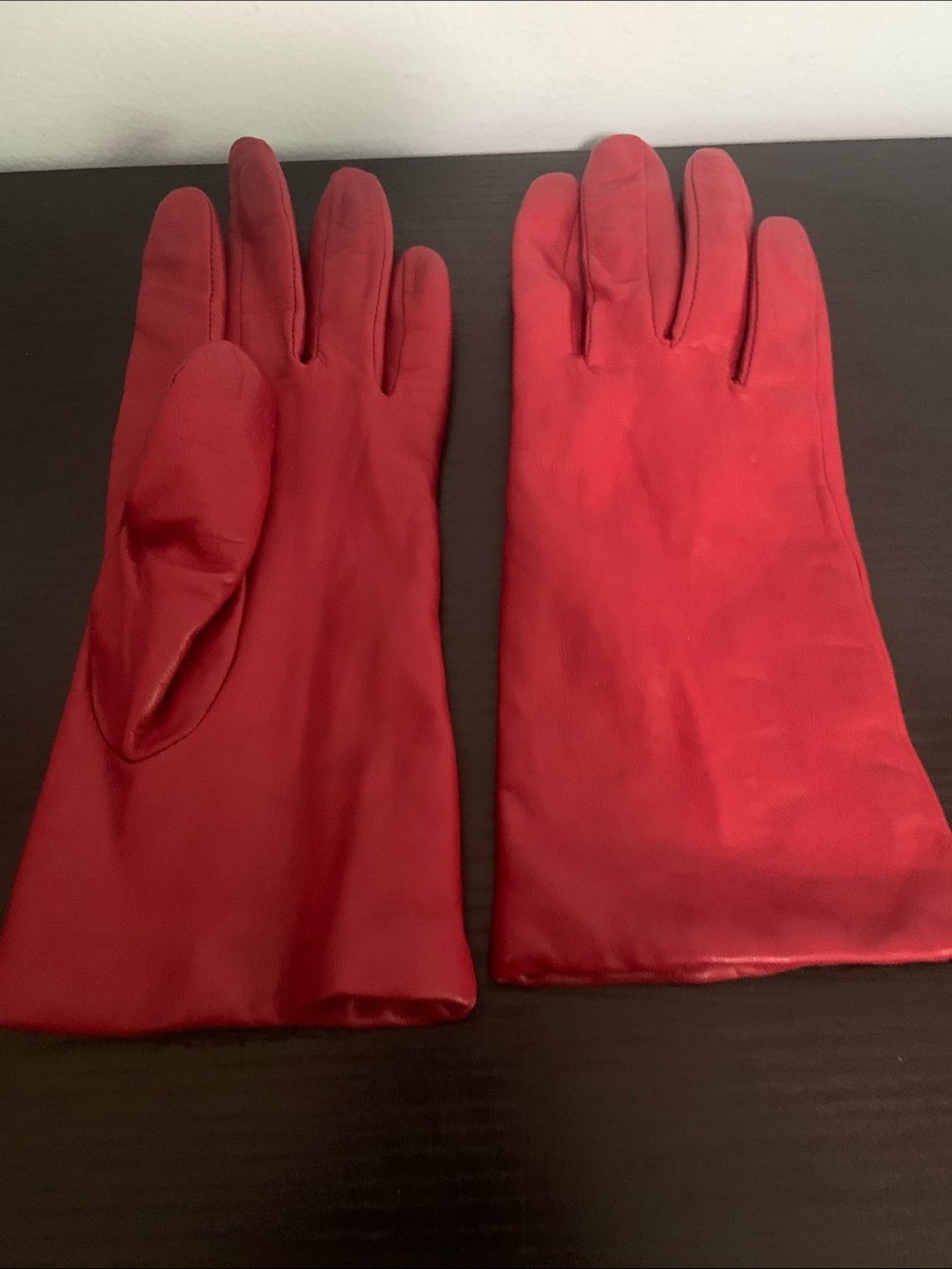 Red Leather Fownes Gloves size 7.5